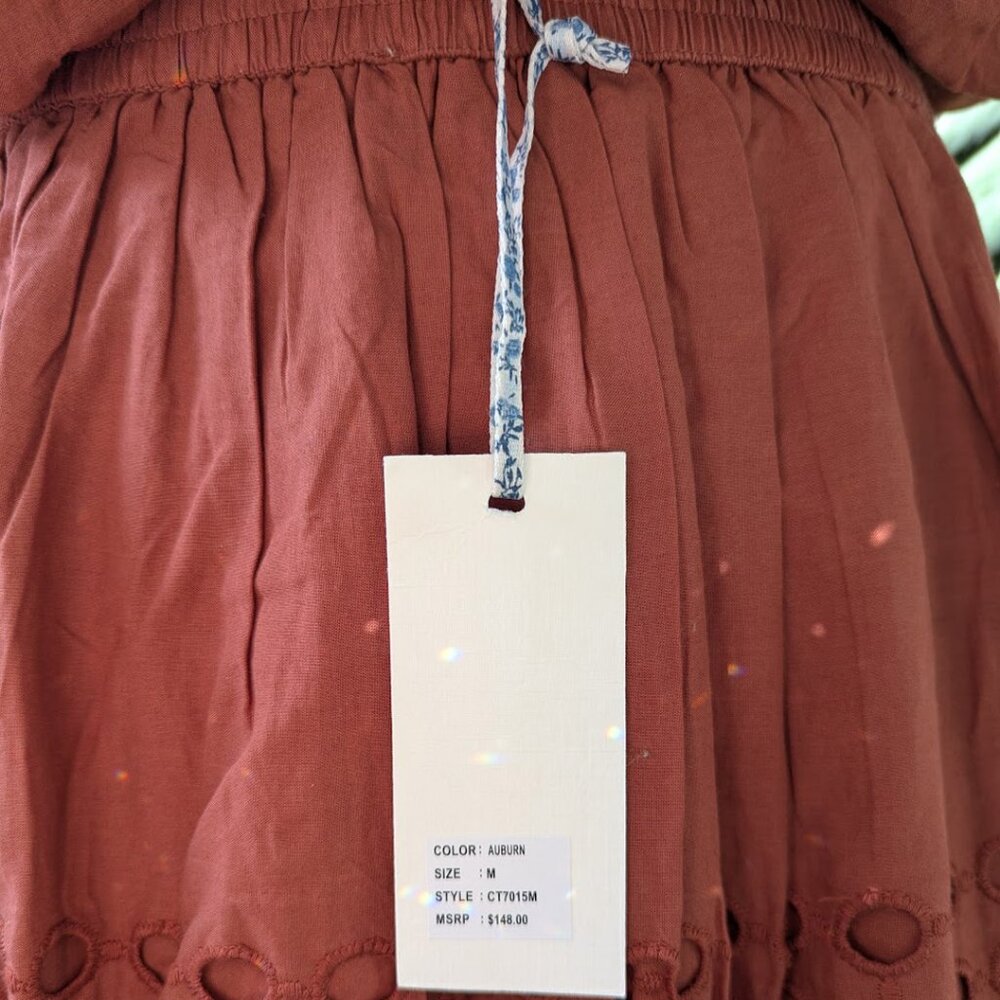 Sleeveless Eyelet Skirt Set in Terracotta - Picture 12 of 14